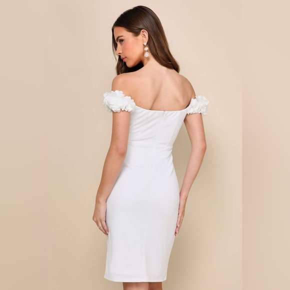 LULU’S Pretty Presence White Off The Shoulder Floral Strap Mini Dress - Picture 3 of 5